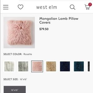 West Elm Blush Mongolian Lamb Pillow